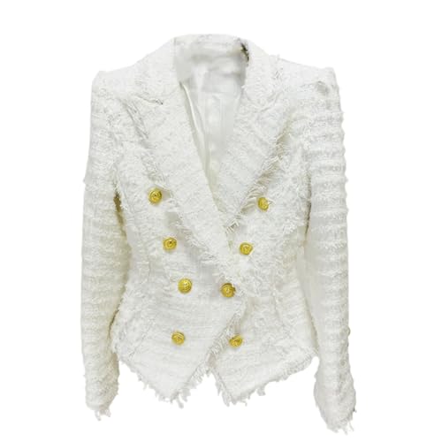 Designer Jacket Women's Slim Fit Tassel Fringed Tweed Blazer