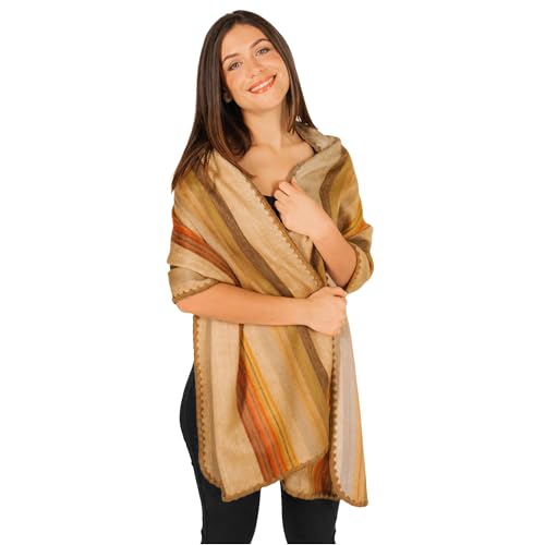 ALPAKITAS Alpaca Wool Shawl Wrap for Women & Men - Soft Winter Scarf - 70% Alpaca - 80 x 22 (Brown)