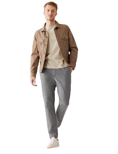 Image of Marks & Spencer Mens Solid Mid Rise Slim Fit Lightweight Trouser