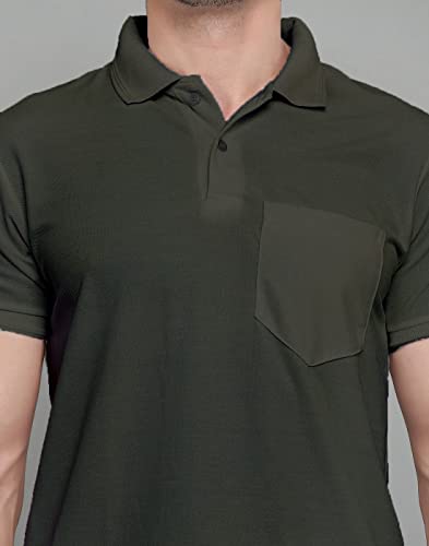 Image of INKKR Men's Polo Neck Half Sleeve Cotton Blend Regular Fit T-Shirt With Pocket