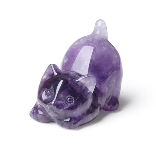 QINJIEJIE Kawaii, decorazione per gatti, ametista, viola, decorazione per gatti, regalo per donne Kawaii, gatto, regalo per gli amanti dei gatti