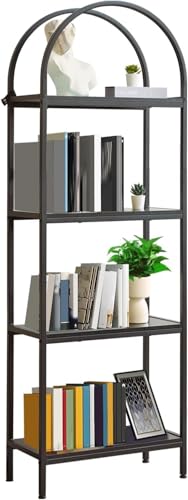 Estantería moderna de 183 cm con acabados premium de madera y perfiles metálicos 7