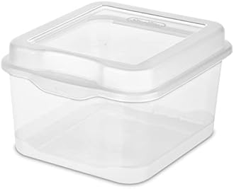 Sterilite FlipTop, Stackable Small Storage Bin with Hinging Lid, Plastic Container to Organize Desk at Home, Classroom, Office, Clear, 1-Pack