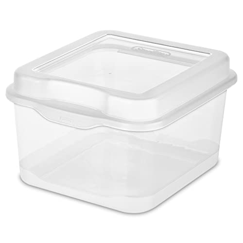 Sterilite FlipTop, Stackable Small Storage Bin with Hinging Lid, Plastic Container to Organize Desk...