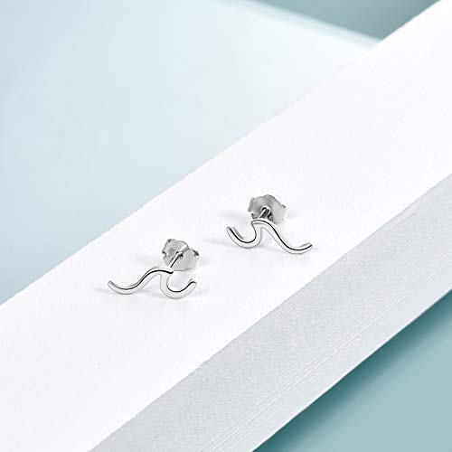 Yfn Wave Earrings 925 Sterling Silver Ocean Wave Stud Earrings Ocean Jewelry For Women Girls (Silver) #TOP2