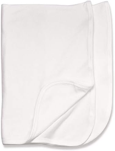 Baby Jay 100% Cotton Receiving Blanket in Blue, Pink or White Boy Girl (White)