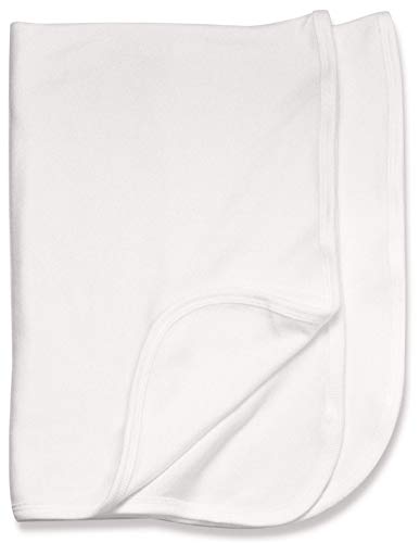 Baby Jay 100% Cotton Receiving Blanket in Blue, Pink or White Boy Girl (White)