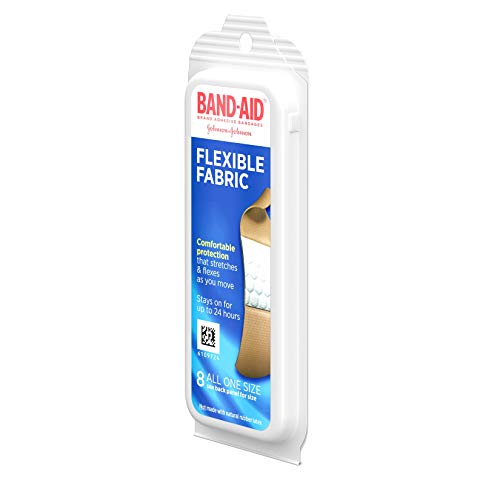 Image of BAND-AID Brand Flexible Fabric Adhesive Bandages, Comfortable Protection & Sterile Wound Care for Minor Cuts, Scrapes & Burns, Travel Size First Aid, Non-Stick Hurt-Free Pad, All One Size, 8 Count