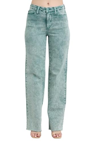 Judy Blue High Rise Garment Dyed Raw Hem Dad Jeans