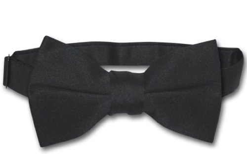Vesuvio Napoli BOY'S BOWTIE Solid BLACK Color Youth Bow Tie