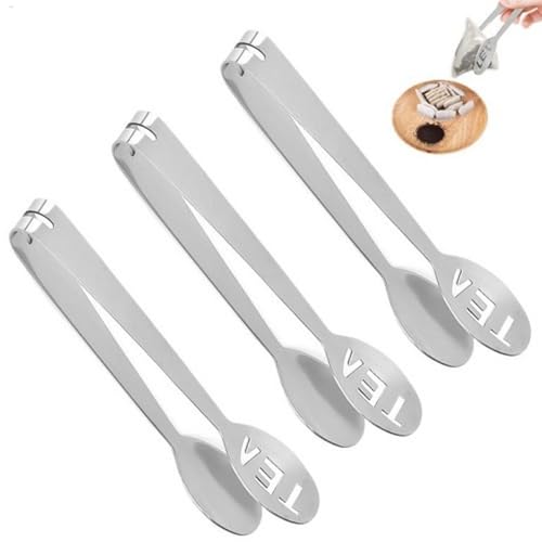 3 pinze per spremere bustine da tè, in acciaio inox, per spremere bustine di tè, filtro per cucchiaio, supporto per bustine di tè, colino per bustine di tè, cubetti di ghiaccio e zucchero