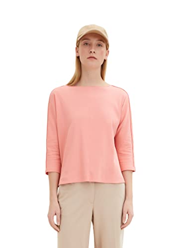 TOM TAILOR Damen 1035852 Loose Fit T-Shirt mit Rippstruktur, 31249 - Flower...