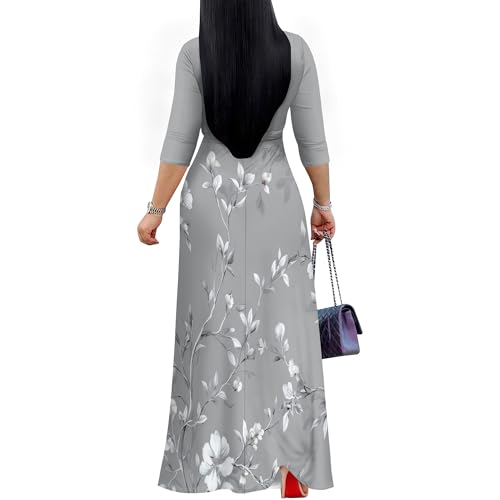 Image of PinkPatty Women's Long Sleeve Maxi Dress Plus Size Trendy Wedding Guest Wrap Dress with Pockets&Belt