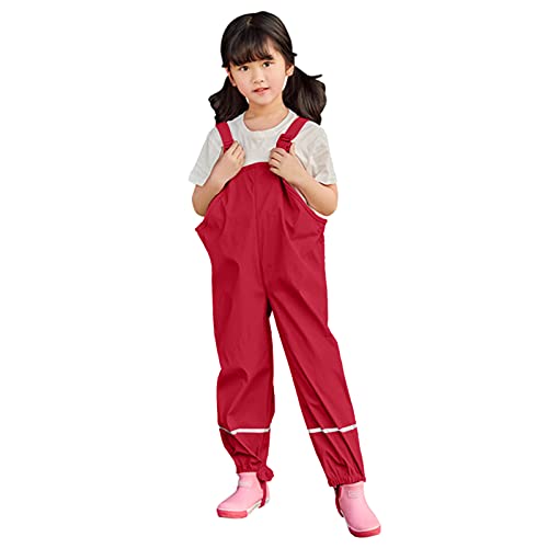 Kids Rain Pants Toddler Boys Girls Waterproof Suspender Pants Rain 𝐁𝐢𝐛 Overalls Lightweight Mud Dirty Proof Outdoor2