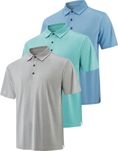 3 Pack Polo Shirts for Men Dry Fit Performance Short Sleeve Golf Polo Shirts