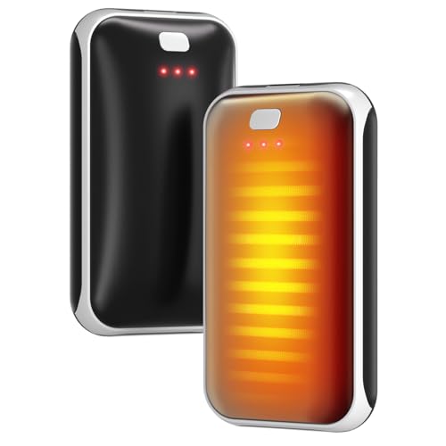 2 Pack Hand Warmers, Rechargeable Electric Hand Warmer, 8Hrs Long-Lasting Heat, Reusable, Portable Pocket Warmers, Christmas Warm Gifts for Men Women Kids Camping, White Black