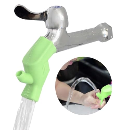 Image of Sndperiexam Green Faucet Extender for Toddlers,Silicone Sink Extender Cute Faucet Cover Kids Hand Wash Helper Water Spout Extender for Bathroom Sink Kitchen Counter