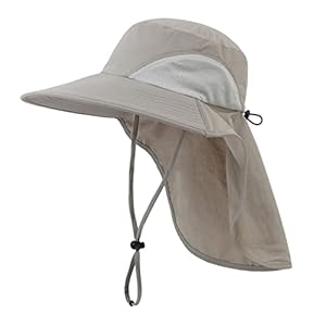 Mens Womens Outdoor Wide Brim Sun Hat with Neck Flap Mesh UV Protection Hat Fishing Hats