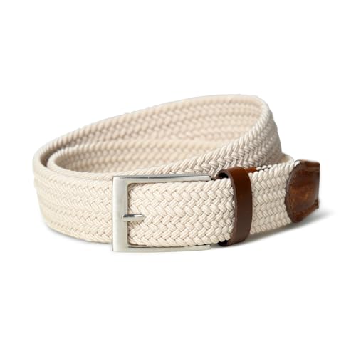 Image of MaheTri Braided Canvas Stretchable Elastic Woven Belt For Men (Upto 48 inch) | Premium Fabric Cloth Adjustable & Hole Free Elastic Belt for Men & Women