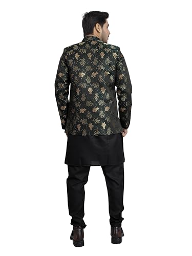 Image of XEPON Men's Jacquard Ethnic Wear Kurta Pajama With Stylish Long Jacket Set
