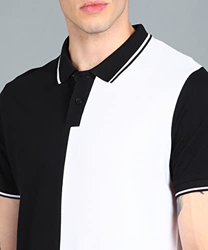 Image of Urbano Fashion Men's Colour-Block Slim Fit Half Sleeve Cotton Polo T-Shirt