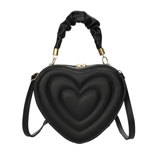 Cute Heart Shape Crossbody Shoulder Bag PU Leather Zip Satchel Purse for Women