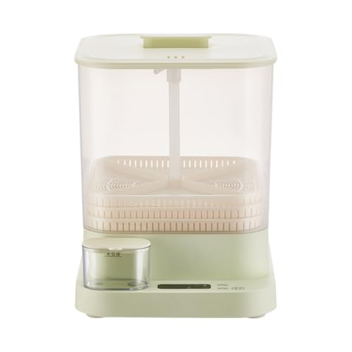 YFFY 水耕栽培全自動もやし機 1.5L大容量もやし栽培キット 定温発芽育苗ツール トレイ付き ボタン一つで操作 360°自動噴霧 緑豆、ピーナッツ、エンドウ豆の芽に最適 (グリーン)