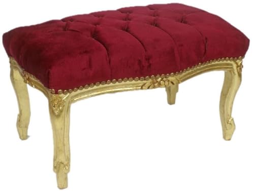 Casa Padrino ottoman baroque bordeaux rouge/or 60 x 40 x H. 35 cm - Tabouret baroque fait main avec strass - Meubles de style baroque