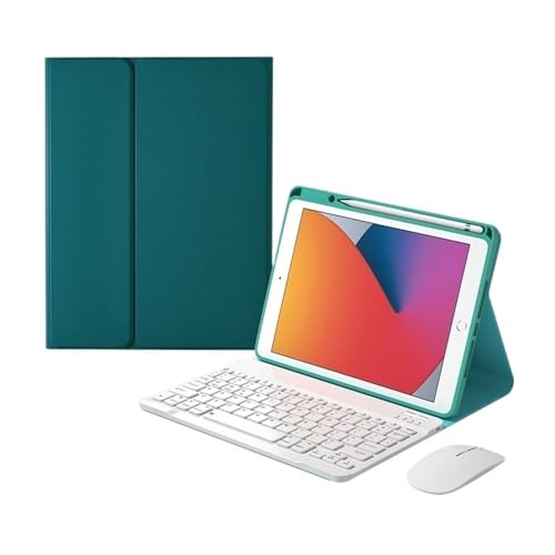 Teclado para iPad Air 10.9 con ratón inalámbrico y funda verde oscuro con ranura