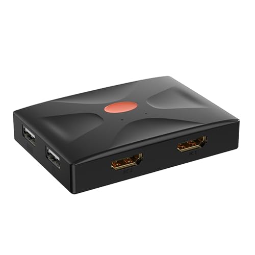Commutateur KVM pour 2 ordinateurs avec boîtier métal et partage USB de périphériques