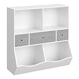 Garvee Praktisches Kinder Bücherregal & Spielzeugregal – 3-stufiges Regal, 7 Fächer, 3 bewegliche Schubladen – Aufbewahrung für Bücher, Spielzeug & Deko in Kinderzimmer, Spielzimmer, Flur,