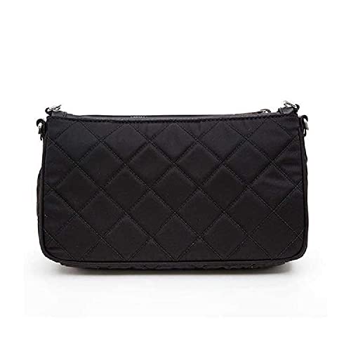 Prada Quilted Tessuto Nylon Chain Black Convertible Shoulder Bag 1Bh026 #TOP3
