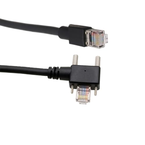 HangTon Cable GigE de cadena de arrastre CAT6 para Basler Baumer Cognex AVT Hikvision iDS Jai Sony FLIR cámara a sistema de visión, ángulo izquierdo RJ45 tornillo de bloqueo horizontal a RJ45, PVC
