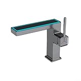 Grifo de baño con pantalla de temperatura con diseño elegante que controla el agua caliente y fría sin esfuerzo (gris)