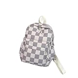 Mochila Feminina Escolar Universitária De Viagem Moda Casual Xadrez Unissex (Bege)
