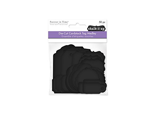 Forever in Time gestanzt glänzend schwarz Karton Tags Medley 50pc Cover
