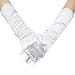 Ciaoed11 Flower Girl Wedding Long Golves,Dress Beading Golves for Formal Pageant, Age 8-12(White)