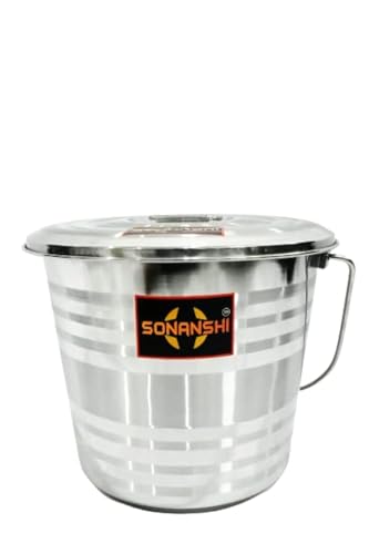 Image of Stainless Steel Jointless Leak Proof Water Bucket with LID (16 litres)