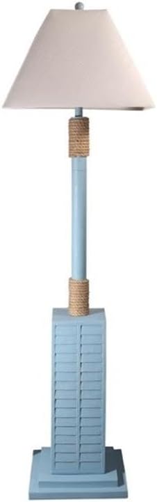 Pemberly Row 63-Inch Coastal Blue Shutter Floor Lamp, Poly Resin Construction, Linen Hardback Shade, 3-Way Switch, Nautical Design, Max 100W Standard Bulb, Beach House Living Room Lighting