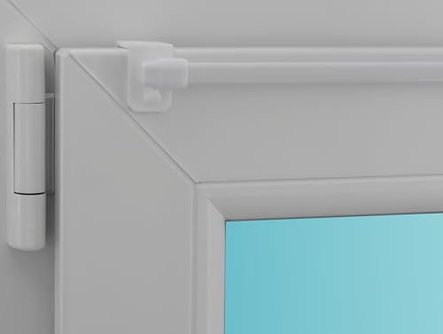 Gardinenstange „Hawaii“, weiß, oval, ausziehbar, inkl. klemmbaren Fensterhaken für Befestigung oben am Fenster (15-20mm Fensterdicke) (60-80cm)