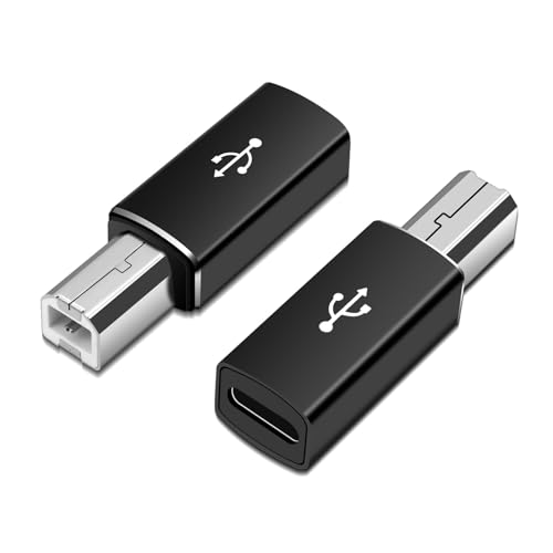 LUIRSAY 2 St&uuml;ck USB B auf USB-C Druckerkabel Adapter Scannerkabel Drucker Konverter f&uuml;r Drucker MIDI E-Piano Elektronische Trommel (Schwarz)