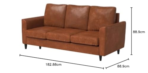 Image of Jerry 3 Seater Leatherette Sofa Set for Living Room Tan Brown |Leather Sofa 3 Seater | Three Person Sofas Couch for Home Kids Room