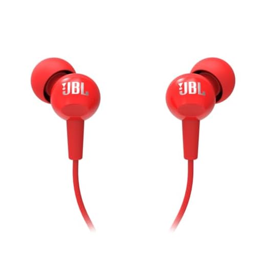 JBL C100SI Wired In Ear Headphones with Mic, JBL Pure Bass Sound, One Button Multi-function Remote, Premium Metallic Finish, Angled Buds for Comfort fit (Red)