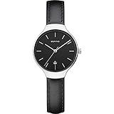BERING Damen Analog Quarz Classic Collection Armbanduhr mit Kalbsleder Armband und Saphirglas
