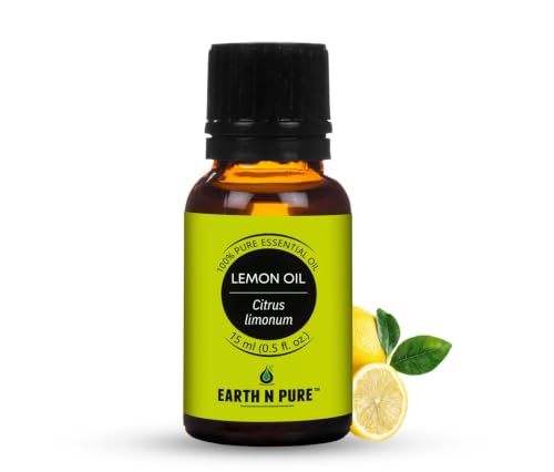 Image of Earth N Pure Lemon Essential Oil 100% Pure & Natural | for Diffuser, Aromatherapy, Skin Care, Hair Care & Cleaning | Citrus Aroma for Fresh Mood & Home Use | Undiluted Therapeutic Grade - 15ml