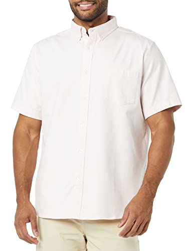 Amazon Essentials Men's Regular-Fit Short Sleeve Stretch Oxford Shirt with Pocket, Pale Pink, Large - image 5