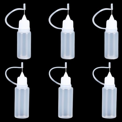Flacon Pipette avec Bouteille Plastique Souple 6 Pcs pour Colle, Lubrifiant, Peinture et Encre à l’Alcool 10ml/15ml