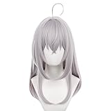 XiongXiongLe Halloween Anime Role Wig Cosplay Off White Pink Long Straight Hair Wig for Adult Cos Anime Role Party Halloween Christmas