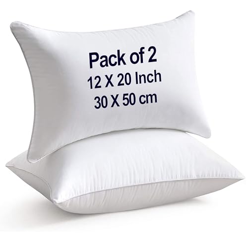 raajsee 12X20 Throw Pillow Inserts Set of 2, Down Alternative Premium Cotton Covering Hypoallergenic - Rectangle Form Throw Pillow Stuffer - Decorative Cushion Inner Sham Filler Bed Couch Sofa