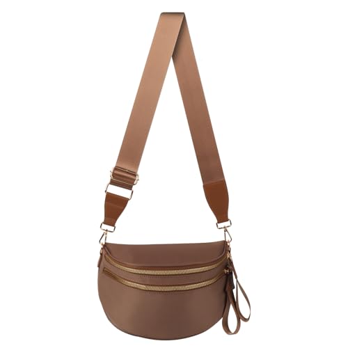 Crossbody Bags for Women Cross Body Purse Bum Bag Large Fanny Waist Pack with Adjustable Strap Caramel Brown